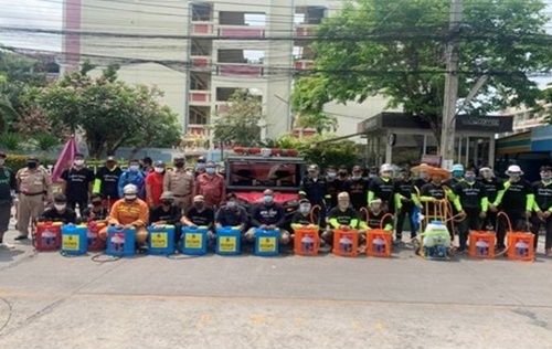 สน.ฯ บุคคโล ดำเนินการป้องกัน COVID 19 - รับการสนับสนุนการฉีดน้ำยาฆ่าเชื้อโรค จากหน่วยงานภายนอก